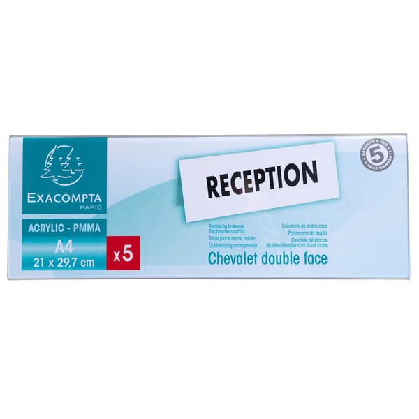 Lot De 5 Chevalets Double Face Horizontal A4 - Cristal - Exacompta