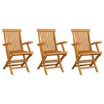 vidaXL Chaises de jardin avec coussins rouge lot de 3 Bois teck massif