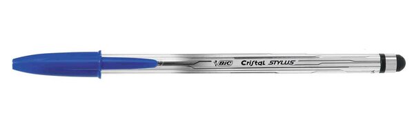Stylo 2 en 1 : Bille + Stylet CRISTAL STYLUS, Pointe Moyenne Encre Bleue BIC