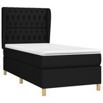 vidaXL Sommier à lattes de lit avec matelas Noir 90x190 cm Tissu