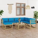 Vidaxl salon de jardin 8 pièces avec coussins bois de pin imprégné