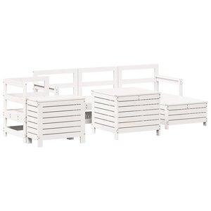 vidaXL Salon de jardin 7 Pièces blanc bois de pin massif
