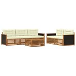 vidaXL Ensemble de canapés d'extérieur 6 pc Naturel et Crème