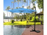 Parasol jardin déporté "Soleil" - Carré - 2.5 x 2.5 m - Bleu + Dalles à lester incluses
