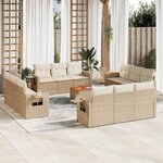 vidaXL Salon de jardin avec coussins 13 Pièces beige résine tressée