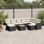vidaXL Salon de jardin 10 Pièces avec coussins noir résine tressée