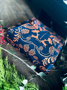 Papier Cadeau Réutilisable Emballage Furoshiki Coton Recyclé : Chandeliere  (Taille S) 35x35 cm bleu nuit