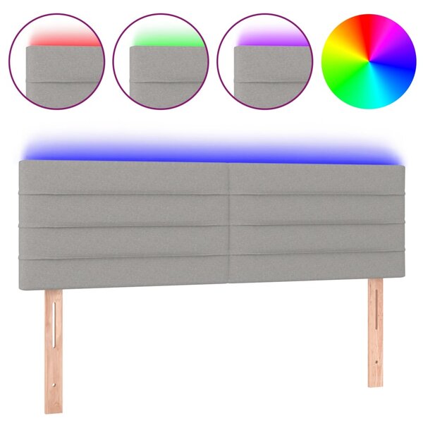 vidaXL Tête de lit à LED Gris clair 144x5x78/88 cm Tissu