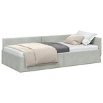 vidaXL Cadre de lit d'angle avec tête de lit Gris clair 90 cm x 200 cm