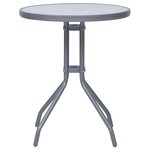 vidaXL Table de jardin Gris clair 60 cm Acier et verre