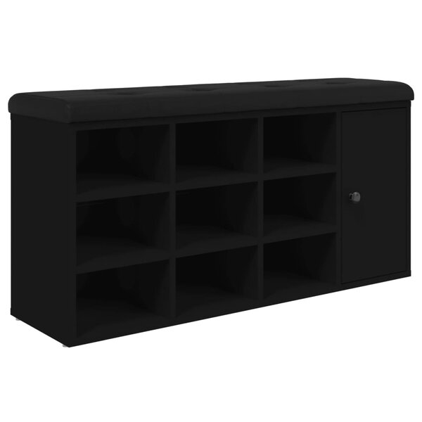vidaXL Banc à chaussures noir 102x32x50 cm bois d'ingénierie