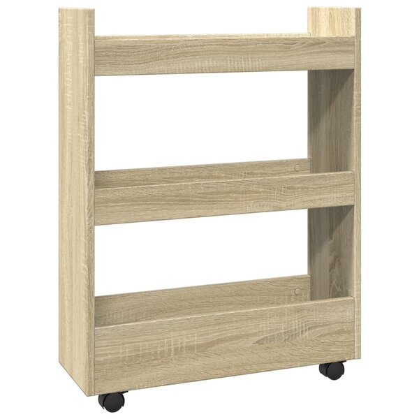 vidaXL Chariot de rangement étroit 3 niveaux chêne sonoma