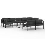 vidaXL Salon de jardin 10 Pièces avec coussins Aluminium Anthracite
