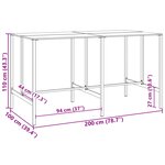 vidaXL Table de bar noir 200x100x110 cm acier enduit de poudre