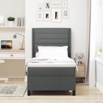 vidaXL Lit à ressorts avec matelas et LED en gris foncé  90x190 cm  tissu