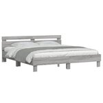 vidaXL Cadre de lit avec LED sans matelas sonoma gris 180x200 cm