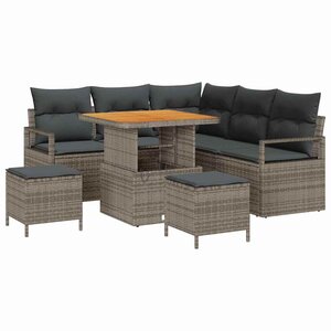 vidaXL Ensemble de canapé de jardin avec coussin 8 Pièces Gris