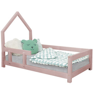 Lit cabane enfant POPPI 140 x 200 rose pastel 2