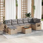 vidaXL Salon de jardin avec coussins 8 Pièces beige résine tressée