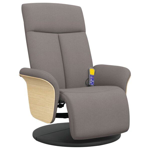 vidaXL Fauteuil inclinable de massage avec repose-pieds taupe tissu