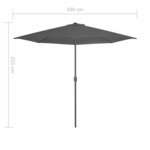 vidaXL Parasol de balcon et mât en aluminium Anthracite 300x155cm Demi