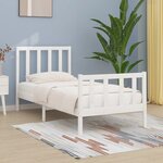 vidaXL Cadre de lit Blanc Bois massif 90x190 cm Simple