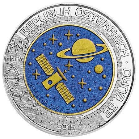 Pièce de monnaie 25 euro Autriche 2015 argent et niobium BU – Cosmologie