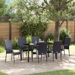 vidaXL Ensemble de salle à manger pour jardin 7 Pièces Noir Poly rotin