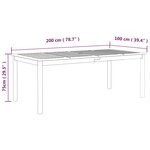 vidaXL Table de jardin Gris 200x100x75 cm Bois d'acacia solide