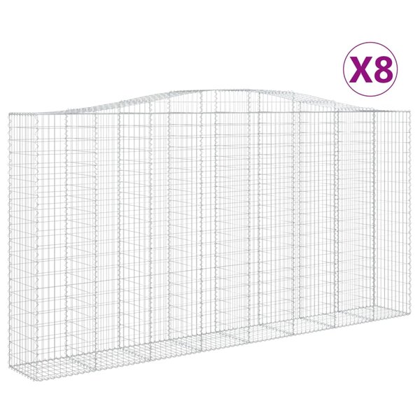 vidaXL Paniers à gabions arqués 8 Pièces 400x50x200/220 cm Fer galvanisé