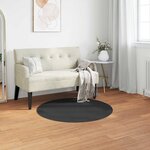 vidaXL Tapis en Fourrure Synthétique de Lapin Olite Noir Ø 80 cm