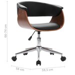 vidaXL Chaise pivotante de bureau Noir Bois courbé et similicuir
