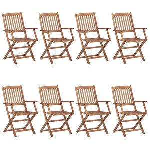 vidaXL Chaises pliables d'extérieur lot de 8 Bois d'acacia solide