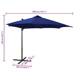 vidaXL Parasol de jardin en porte-à-faux et mât et lumières LED