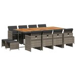 vidaXL Ensemble à manger de jardin coussins 13 Pièces gris résine tressée