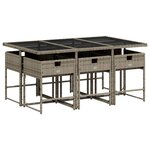 vidaXL Ensemble à manger de jardin 7 Pièces coussins gris résine tressée