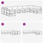 vidaXL Ensemble de canapés d'extérieur 10 Pièces Blanc et noir
