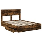 vidaXL Lit de Rangement Chêne fumé 140 x 190 cm Bois d'ingénierie