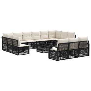 vidaXL Ensemble de canapé de jardin 14 Pièces Noir polyrotin