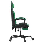 vidaXL Chaise de jeu avec repose-pied Noir et vert Similicuir