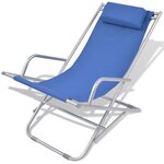 vidaXL Chaises inclinables de terrasse 2 Pièces Acier Bleu