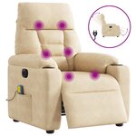 vidaXL Fauteuil inclinable de massage électrique crème
