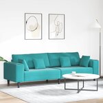 vidaXL Canapé en velours avec coussin Turquoise 208 cm Velours