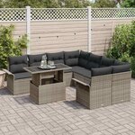 vidaXL Ensemble de canapé de jardin 9 Pièces Gris Poly Rattan