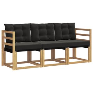 vidaXL Ensemble de canapés d'extérieur 3 Pièces Blanc et noir