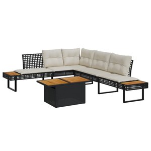 vidaXL Salon de jardin avec coussins 2 Pièces noir résine tressée acacia