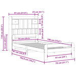 vidaXL Lit bibliothèque sans matelas cire marron 75x190 cm pin massif