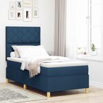 vidaXL Lit Box Spring avec Matelas & LED Bleu 90x200 cm Tissu