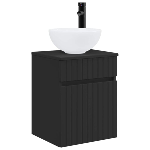 vidaXL Meuble de lavabo mural Noir 39 x 35 x 63 cm Bois d'ingénierie