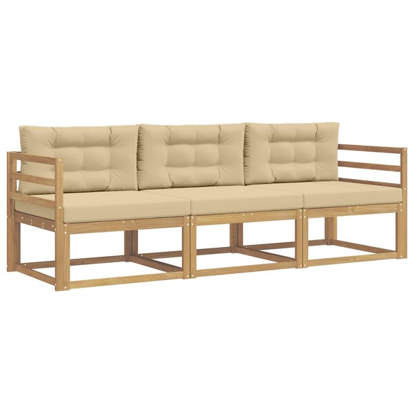 vidaXL Ensemble de canapés d'extérieur 3 Pièces Blanc et Beige Polyester